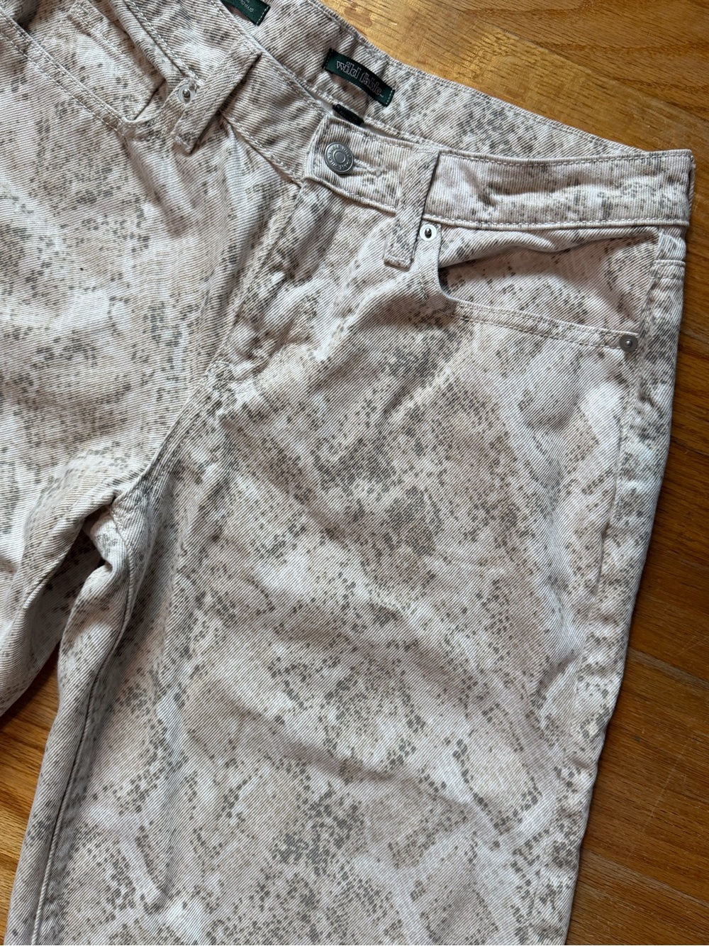 Wild Fable Cream Snake-Print Wide Leg Jeans - Picture 3 of 7